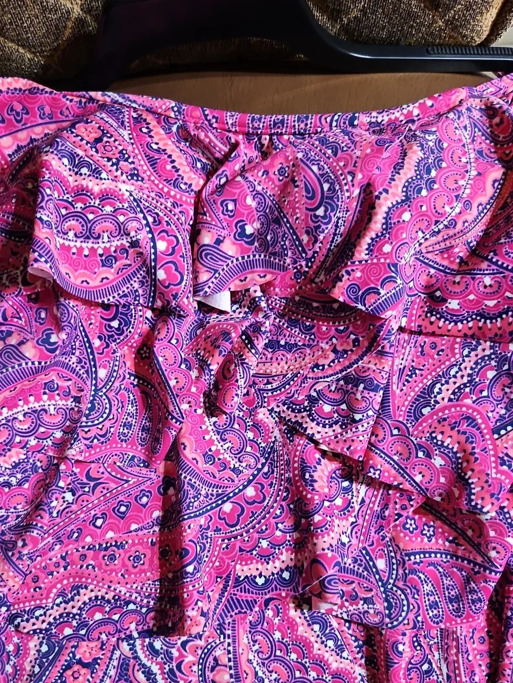 Miraclesuit Tinted Love Tiering Up Swim Tankini Top Padded Floral Tiered Ruffle